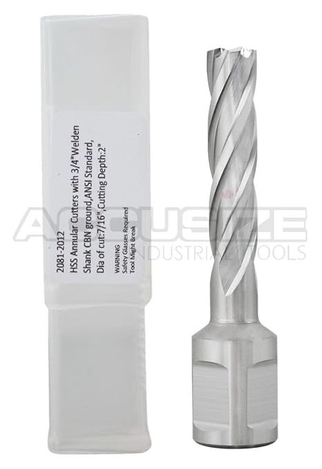 Accusize Industrial Tools 7/16'' by 2'' Cutting Depth H.S.S. Annular Cutterwith 1 Pc Pilot Pin, 2081-2012Pin