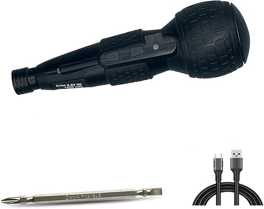 3.6V Cordless Electric Screwdriver Rechargeable portable Mini Rotary Home Gadget竊똀utomatic Manual all in one with LED Light and USB-C Charging Cable BLACK