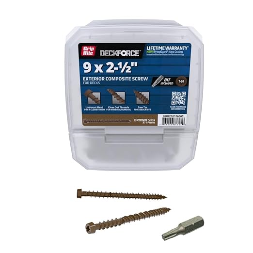 Grip-Rite GRDFCS212ACA5 DeckForce #9 x 2-1/2" Nano Coated Composite Deck Screws, Brown, 5lb Box