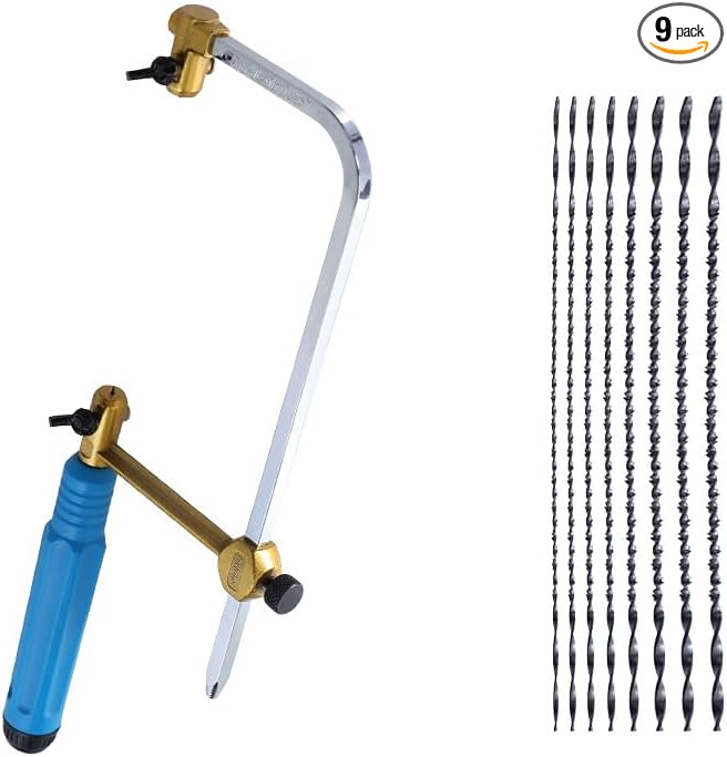 Professional Small Coping Saw w/ #1 to #8 Spiral Blades - for Metal & Woodworking - Fast Precision Cutting for Wood, Plastic, Jewelry Crafting,Small Coping Saw for DIY Crafting (11" x 4.7")