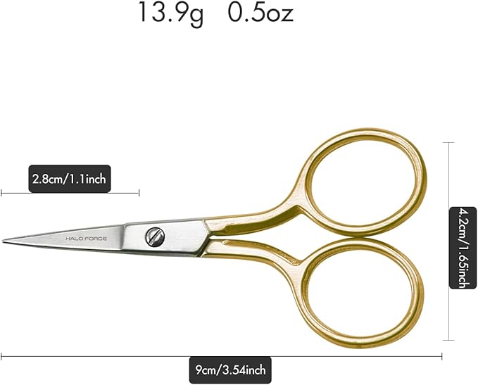 Small Embroidery Scissors - 3.5" Sharp Tiny Sewing Scissors stainless Steel Precision Tip for Cross Stitch Theard Yarn Handcraft Art Work DIY Tool Detail Home Use,Gold