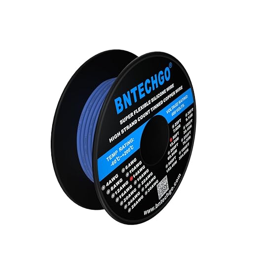 BNTECHGO 14 Gauge Silicone Wire Spool 50 ft Blue Flexible 14 AWG Stranded Tinned Copper Wire