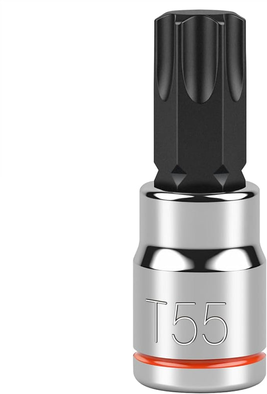 3/8 Inch Drive Torx Bit Socket, T55, Full Polished, Premium CR-V & S2 Alloy Steel Head Made for Auto/Mechanical