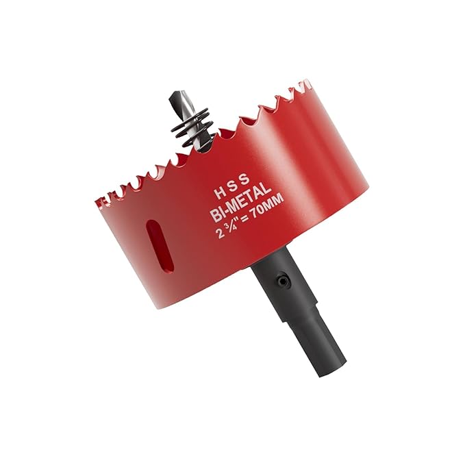 2-3/4" (70mm) Bi-Metal M42 High Speed Steel Hole Saw with Pilot Drill Bit, Smooth Cutting Edge for PVC, Drywall, Wood, Plastic, Gypsum Board, Rubber, Thin Metal