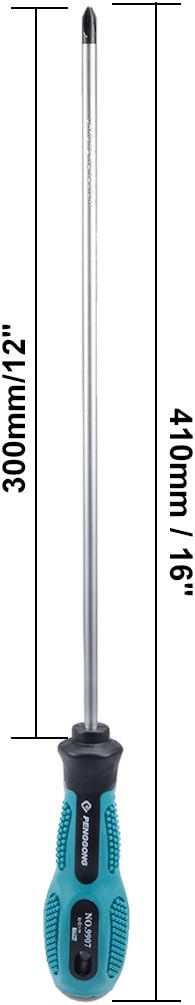 uxcell #2 Phillips Screwdriver 12 Inch Round Shaft Non Slip Comfortable Handle