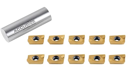 Accusize Industrial Tools APKT1604 TiN Coated Carbide Inserts for Machining Steel, 10 Pc Set, 0056-1604x10