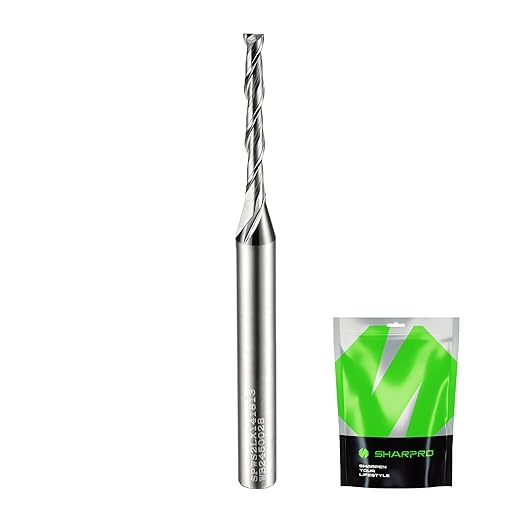 Extra Long 1/8 Router Bit 1/4 Shank, Spiral Upcut Router Bits 1/4 Inch Shank 1/8 Inch Cutting Dia. 1 CL. 3'' OVL. Carbide CNC Router Bit, Ideal for Wood Inlay, Plunge Plastic