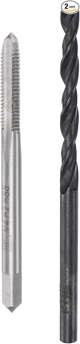 uxcell Metric Tap and Drill Bit Set, M4 x 0.7 Thread Tap & 3.3mm Black Oxide Twist Drill Bit, Straight Flute Tap Tapping Threading Repair Tool Kit