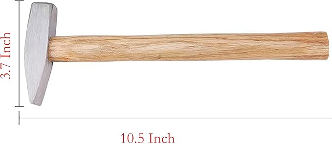 Engineer Hammer, 10.5 Inch 0.44 Pound Forged Steel with Wooden Handle for Blacksmith, DIY, Metalworking, Machinists and Engineers (200 g)