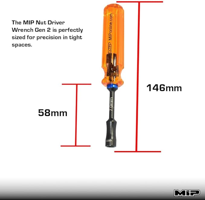 MIP 9804 7.0mm Metric Hex Nut Driver RC Tool ??Precision Grip Hex Screwdriver with Deep Socket for RC Car Repair, Made 100% in USA