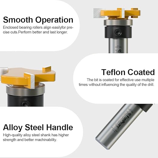 Fivepears Top Bearing Slot Cutter Router Bit 1/2 inch Shank 1-1/4 inch Cutting Diameter and 1/4 inch Cutting Length Shank Slot and Undercut Bit for Woodworking Chisel Cutter Tool Slot