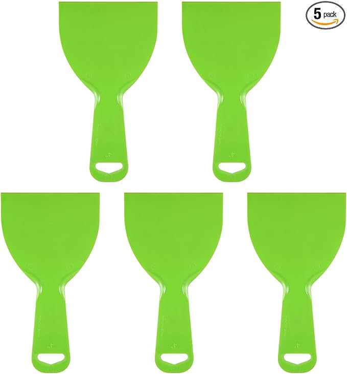HARFINGTON 5pcs Putty Scraper 4" Flexible Plastic Putty Knives for Taping Drywall Spreading Painting Wall Scratching