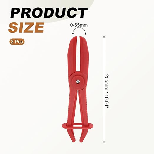 uxcell 2Pcs Hose Clamp Pliers, 10" Hose Pinch Off Pliers Plastic Straight Line Pinch Clamps Plier for 0-2.56 Inch Width Automotive Radiator Fuel Brake Gas Lines, Red