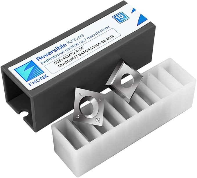 14mm Square Straight Carbide Cutters, for Woodturning Replacement Cutter Knives, Fits Spiral, Helical Planer Cutter, Wood Lathe Turning Tool, 10-Piece (14x14x2.0-30째)