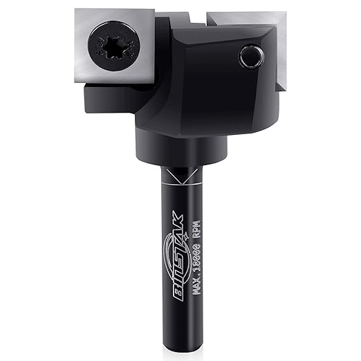 CNC Spoilboard Surfacing Router Bit, 1/4" Shank 1-1/4" Cutting Diameter, Carbide Insert Slab Flattening Router Bits Planing Bit