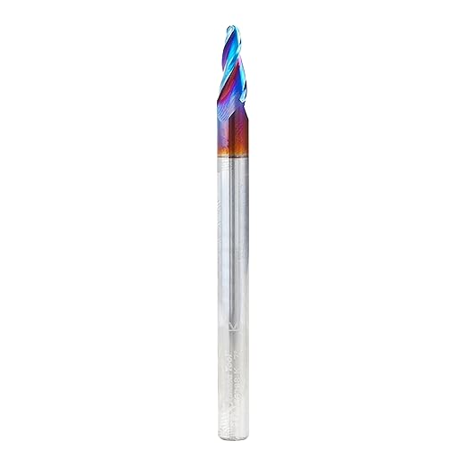 Amana Tool 46288-K CNC Spektra Extreme Tool Life Coated SC 2D and 3D Carving 7 Deg Tapered Angle Ball Nose x 1/8 D x 1/16 R x 1/2 CH x 1/4 SHK x 3 Inch Long x 3 Flute Router Bit