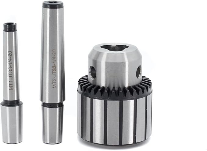 Drill Chuck JESTUOUS JT33 Key Type 1/2 Inch(1-13mm) with MT1 MT2 Morse Taper Arbor Adapter Heavy Duty Chucks