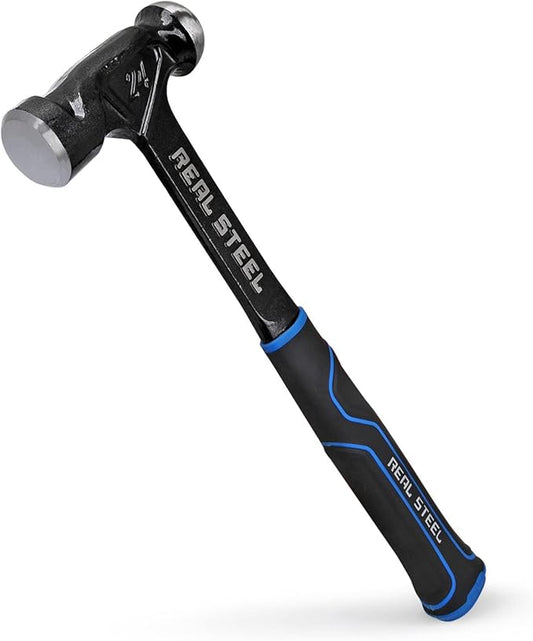 Real Steel Ball Peen Hammer 24 Oz, One Piece Forged Metalworking Tool Ball Pein Hammer r 0519