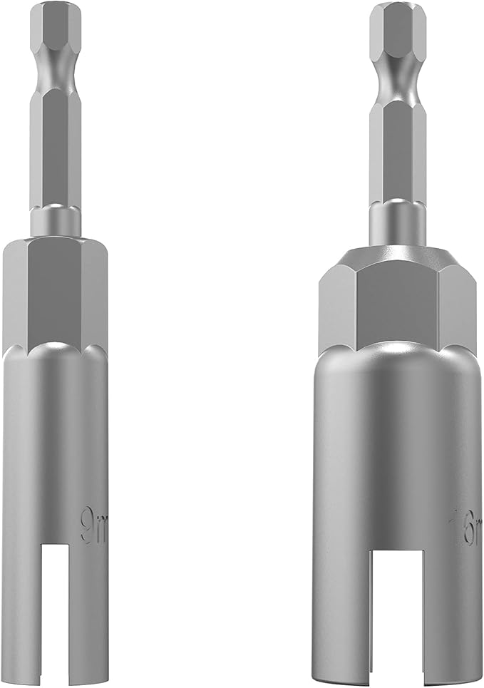 (2 Pack 2 Size 9mm,16mm)1/4"hex shank nut driver power wing nut drill bit socket tool drive kit, slotted wing nut drill sleeve wrench wrench kit, panel nut screw eye C-shaped hook bolt