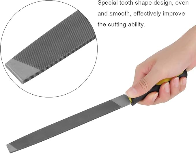 Eboxer 8in Flat Mill File, with Ergonomic Handle, Smooth Blade, T12 Carbon Steel Metal File Sharpening for Drills and All, Shears, Lawn Mower Blade and so on