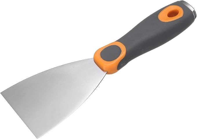 uxcell Putty Knife 3" Stainless Steel Paint Scraper Flexible Drywall Repair Mud Knife for Removing Cement Wallpaper Mud Adhesive Taping with Metal Hammer End