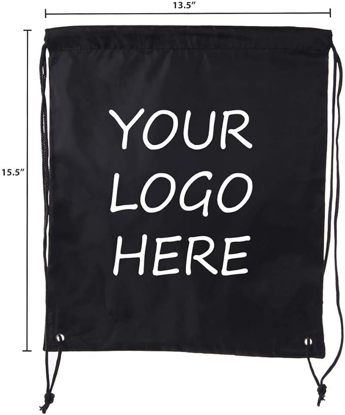Mato & Hash Custom Bags With Your Logo | 10PK Promotional Drawstring Backpack - 10PK Black CE2500