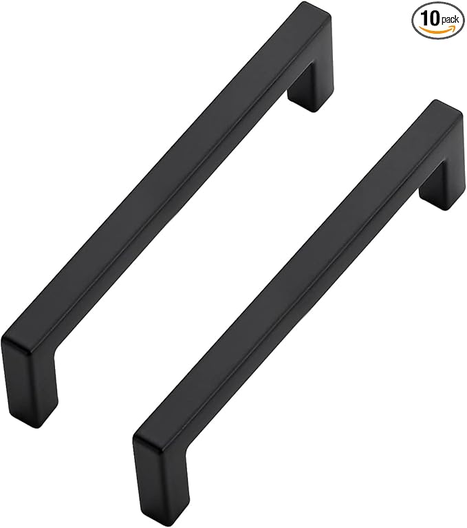 Ravinte 10 Pack Solid 4 Inch Center to Center Slim Square Bar Drawer Handles Kitchen Cabinet Handles Black Drawer Pulls Kitchen Cabinet Hardware Matte Black Dresser Pulls