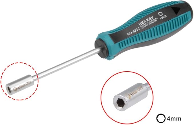 uxcell 4mm Non-Magnetic Tip Six Point Hex Nut Driver with 3-Inch Round Shaft