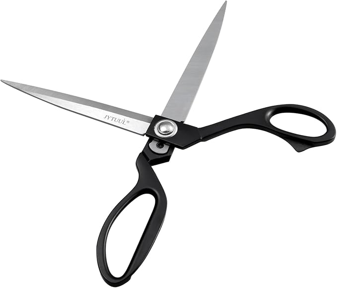 Black 10.5" Sharp Tailor Scissors - Heavy Duty Fabric, Leather & Clothing Scissors - Professional Stainless Steel Sewing Shears
