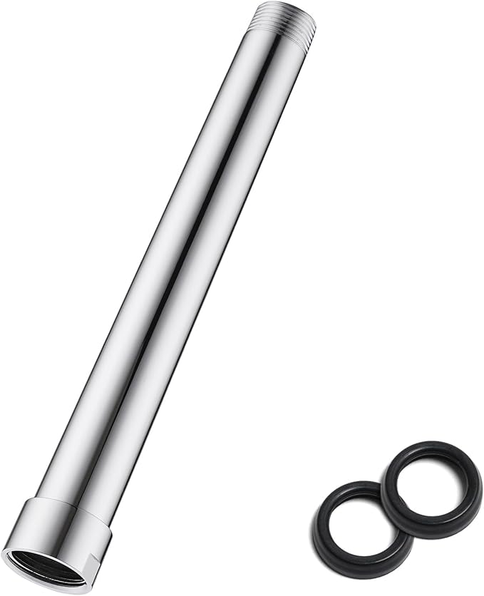 8 Inches Shower Head Extension Arm, Shower Arm Extender for Rain and Handheld Shower Head, Solid Stainless Steel Straight Bathroom Extension Arm,Female to Male NPT 1/2 Inch, (Polished Chrome)