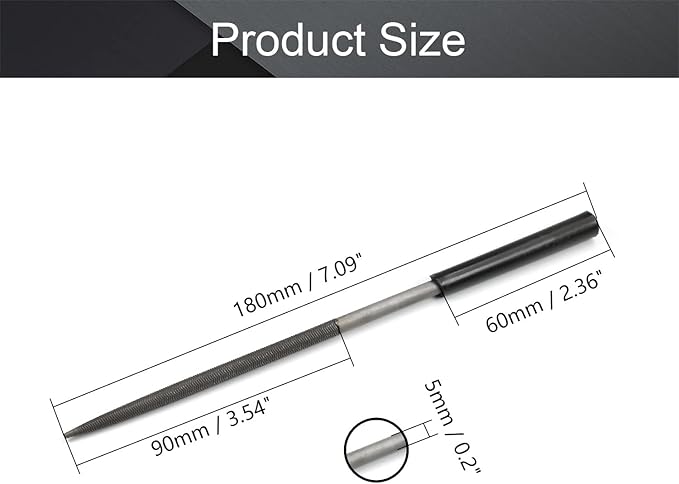 Utoolmart Carbon Steel Needle File, 10-Pieces Mini Steel Needle File Set, 5mm x 180mm Round Files Tools with Plastic Handle, for Metal Glass Stone with Fine Sanding