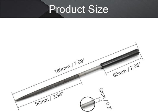 Utoolmart Carbon Steel Needle File, 10-Pieces Mini Steel Needle File Set, 5mm x 180mm Round Files Tools with Plastic Handle, for Metal Glass Stone with Fine Sanding