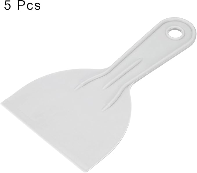 HARFINGTON 5pcs Putty Scraper 3.9" Width 1.7mm Thin Flexible Plastic Putty Knives for Taping Drywall Spreading Painting Wall Scratching Gray