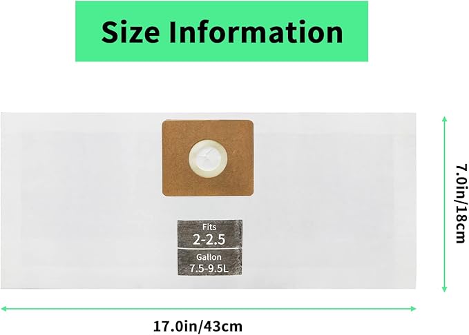 10 PCS Bundle Set 2-2.5 Gallon Vac Bags, ALYYDBG Type B 90668 9066800 9066833, All Around QAM70 and CMXZVBE38774 Vac Filter Bags