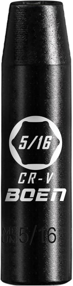 BOEN 1/2" Drive Deep Impact Socket,5/16 Inch Premium Socket,SAE,6 Point,Cr-V Steel with Laser Marking - Strong and Durable