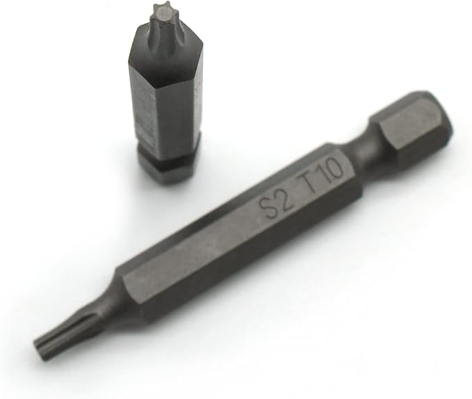 25 pc T10 Torx Star 6 Point T-10 Screwdriver Impact Ready 2 Inch Length Insert Bits Hex Shank with Quick Release Slot