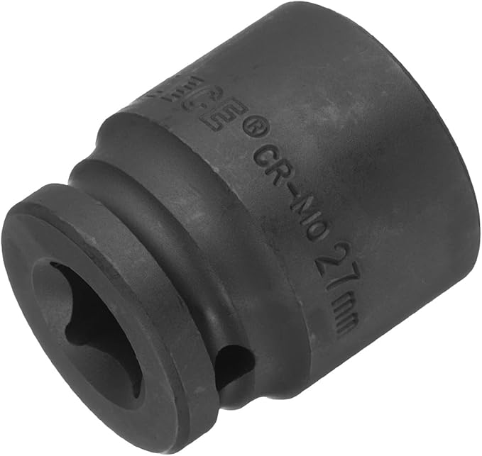 uxcell 1/2" Drive x 27mm Shallow Impact Socket 12-Point Metric CR-MO Steel Nut Impact Grade Socket for Auto Repair