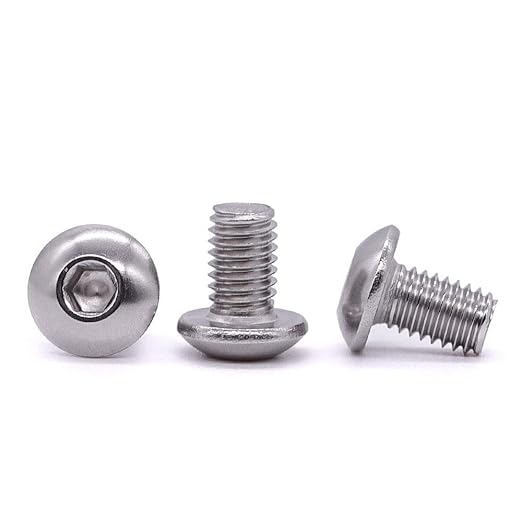 1/4-20 x 3/8" Button Head Socket Cap Bolts Screws, 304 Stainless Steel 18-8, Allen Hex Drive, Bright Finish, Fully Machine Thread, Pack of 50