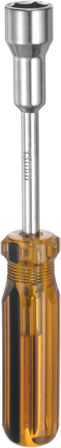 HARFINGTON Metric Hex Nut Screwdriver 13mm Carbon Steel Ergonomic PVC Grip Non-Magnetic Socket Wrench Screwdriver Hand Tool for Automotive Maintenance Home Improvement.