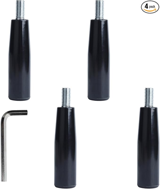 4 Pcs Revolving Handwheel Handle, M12 Male Threaded Stem, Zinc Alloy Steel with Powder Coated Finish, for Milling Machine & Lathe Equipment (Black)