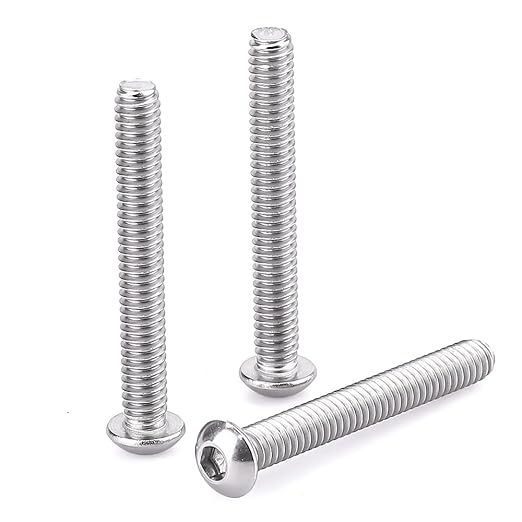 1/4-20 x 2 Button Head Socket Cap Bolts Screws, 304 Stainless Steel 18-8, Allen Hex Drive, Bright Finish, Fully Machine Thread, Pack of 100