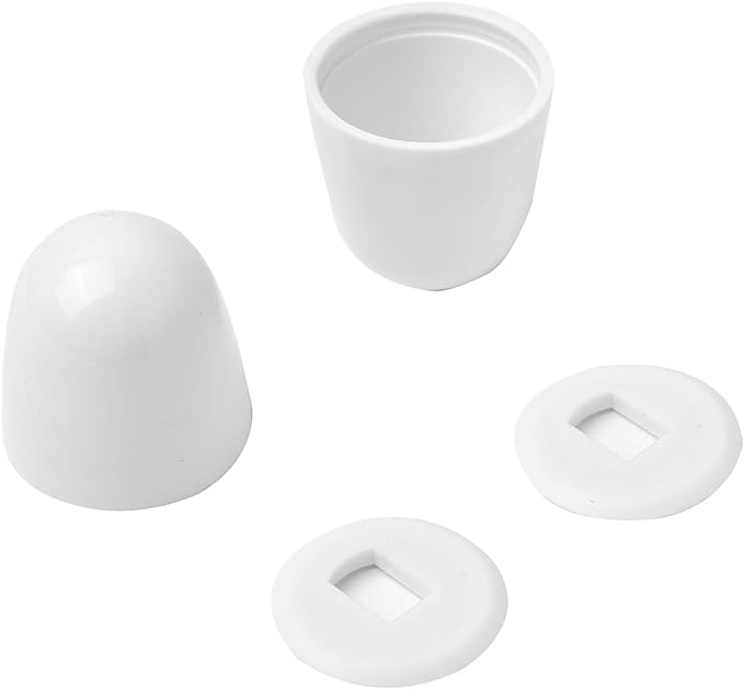 6Packs Universal Toilet Bolt Caps, Round Plastic Push-On Toilet Bowl Bolt Caps Covers, with Extra Washers for Easy installation, 1.44 Inch Height, White Color