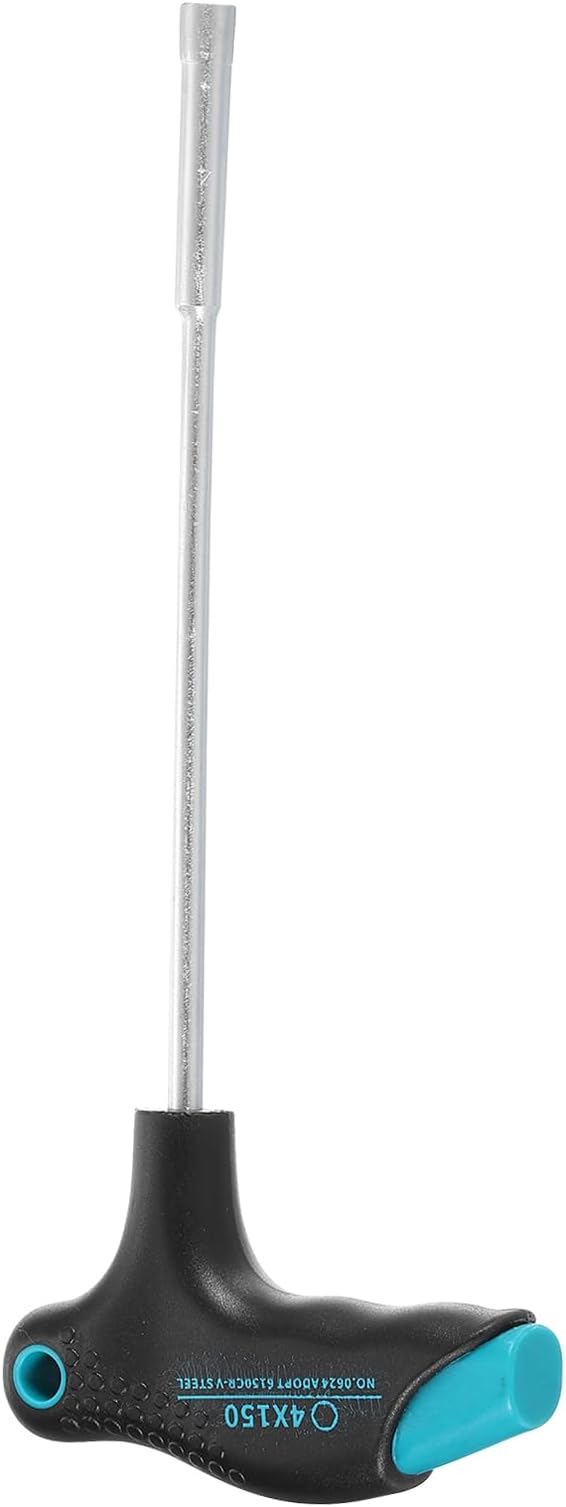 HARFINGTON T-Handle Metric Nut Driver 4mm Dia 150mm Shank 6 Point Hex Socket Screwdriver with Non-Slip Handle for Tightening and Loosening Fasteners