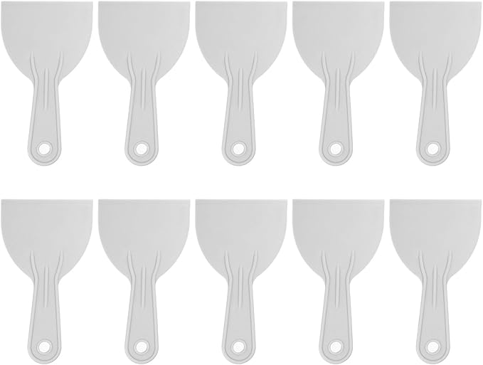 HARFINGTON 10pcs Putty Scraper 3.9" Width 2mm Thin Flexible Plastic Putty Knives for Taping Drywall Spreading Painting Wall Scratching Gray