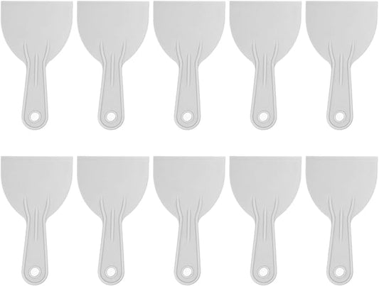 HARFINGTON 10pcs Putty Scraper 3.9" Width 2mm Thin Flexible Plastic Putty Knives for Taping Drywall Spreading Painting Wall Scratching Gray