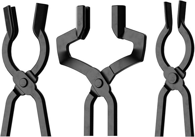 8PCS Blacksmith Tongs and Blacksmith Hammer,Z V-Bit,3/8,1/2,5/8inch V-Bit Bolt,V-Bit Bolt,Pick Up,V-Bit Bolt with A3 Steel Rivets and Assembled Blacksmithing Tongs for Forging Tools and Equipment