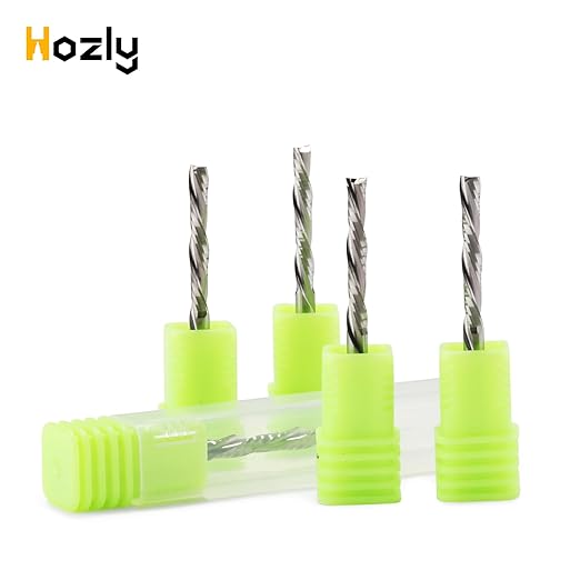 Downcut Spiral Router Bits 1/8 inch Shank, 1/8 inch Cutting Diameter ，7/8 inch Cutting Length,Solid Carbide CNC Router Bits End Mill for Wood Cut, Carving 10 Pack