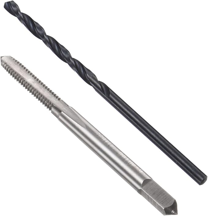 uxcell Tap and Drill Bit Set, 6-40 UNF Thread Tap & 7/64" Black Oxide Twist Drill Bit, Straight Flute Tap Tapping Threading Repair Tool Kit