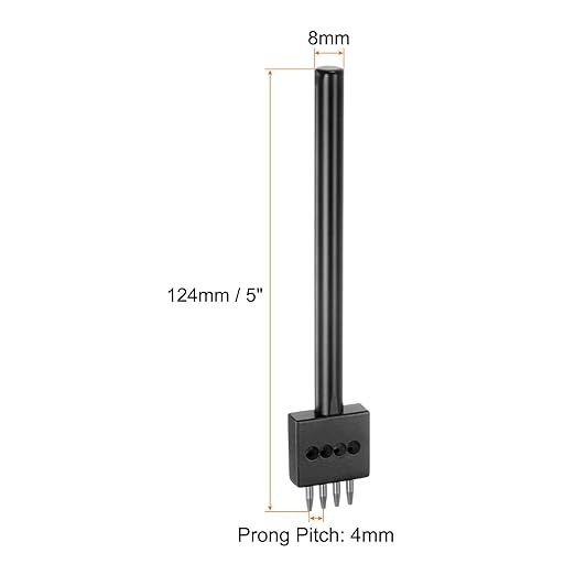 uxcell 4 Prong Leather Prong Punch Tool 4mm Steel Prong Row Round Hole Stitching Chisel for Leather Craft