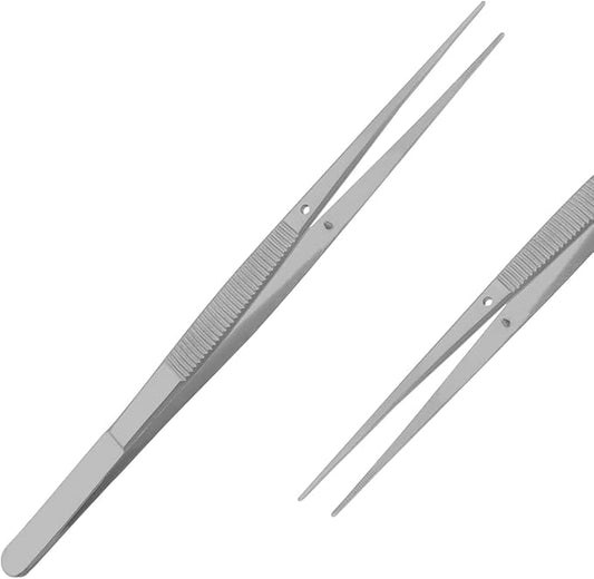 Fine Point - Micro Tweezers Forceps - Splinter Remover Pliers Stainless Steel Straight & Curved, Sets (6 pcs Set (3Str/3cud))